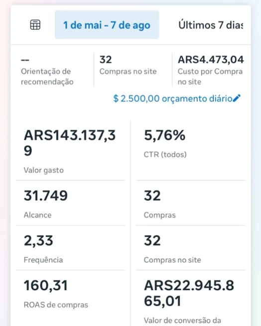 Resultados reales de campaña de Meta Ads